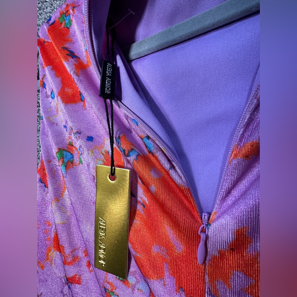 Alexia Admor Lavender & Orange Floral Midi Dress - Picture 7 of 8